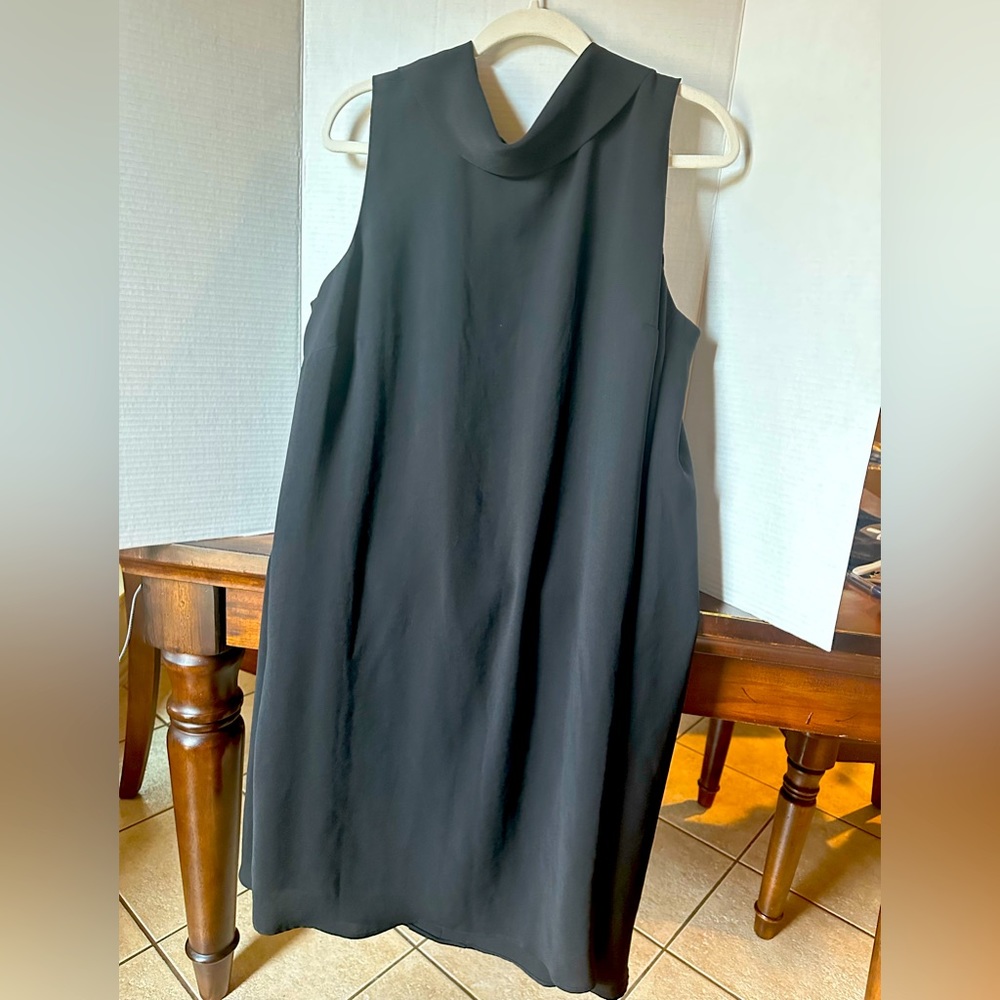 ADRIANNA PAPELL 18W High Cowl, A line sleeveless swing dress with unique back